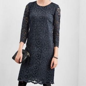 Garnet Hill Womena 3/4 Sleeve Lace Dress Size‎ 6 Black Cocktail Party Evening